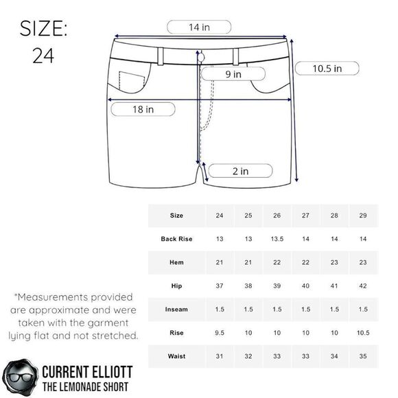CURRENT ELLIOTT LEMONADE JEAN SHORTS SUN-FADED DENIM MINI SHORTS SIZE 24 / 0 NEW - Picture 11 of 13